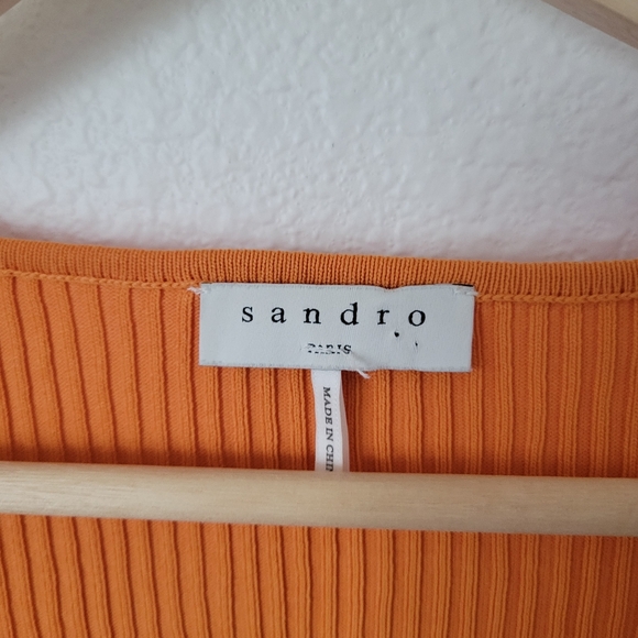 SANDRO PARIS Ribbed Short Sleeve Knit with Buttons - Picture 4 of 6